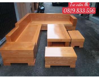 Bộ sofa góc L nguyên khối hộp gỗ cẩm vàng BG306